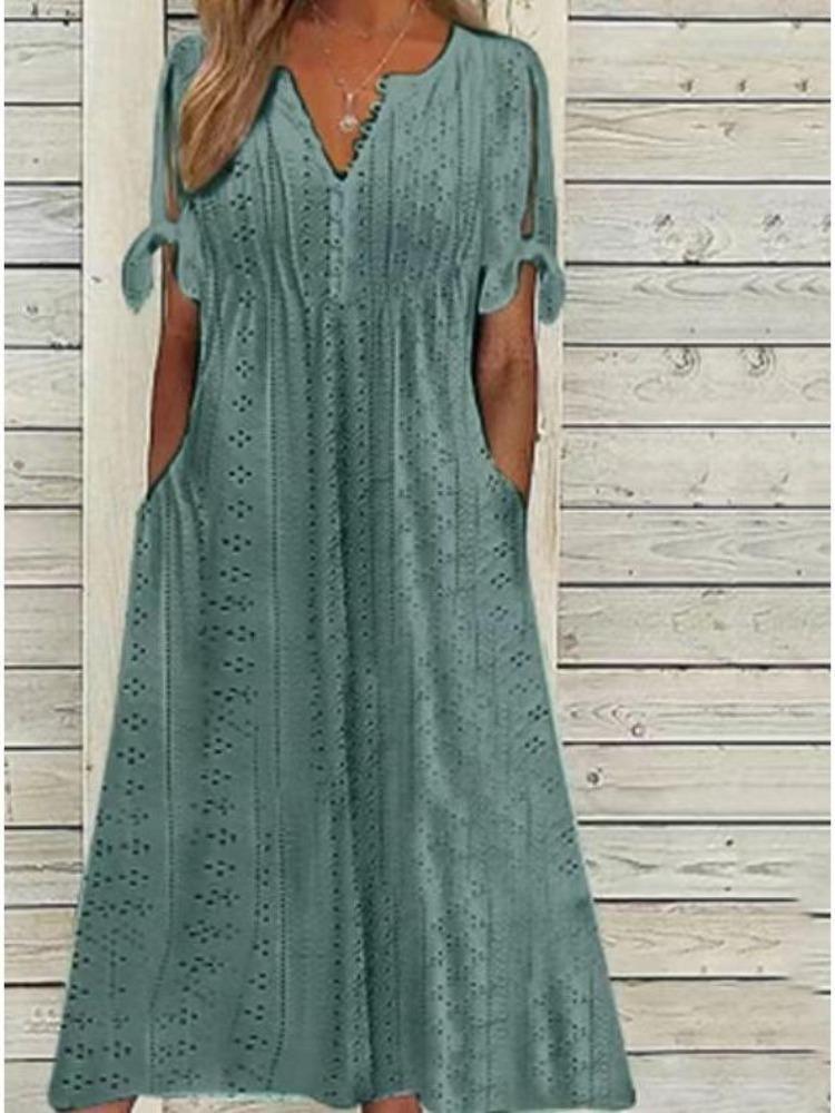 Fashion New Loose Fit Casual Dress High Waisted Embroidered