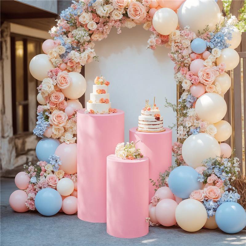 1-5Pcs Cylinder Stand Covers Spandex Pedestal Stand Covers For Party Wedding or Baby Shower Event Decor (only cloth covers)