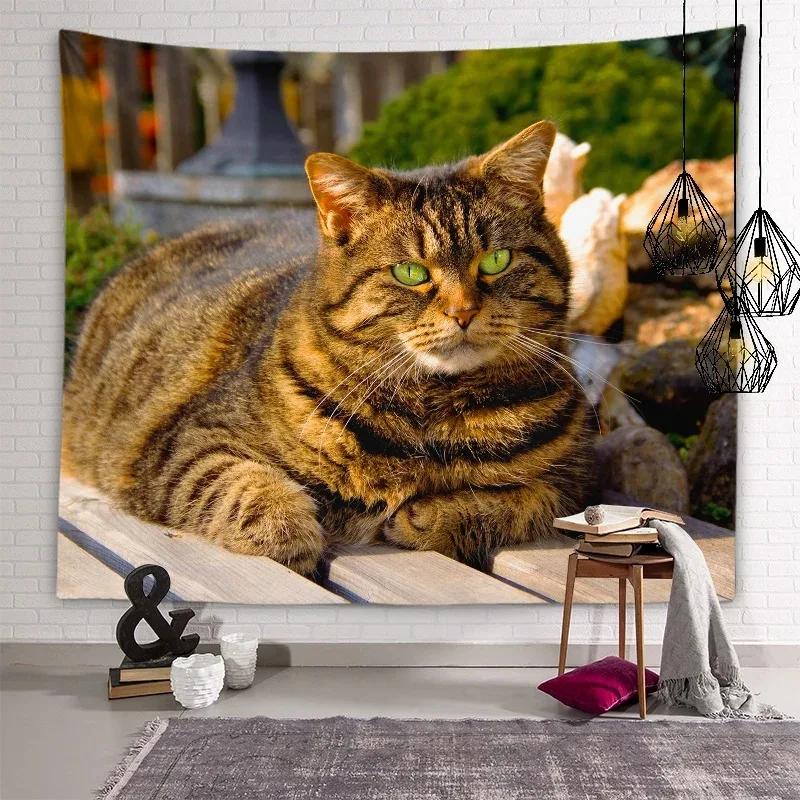 

Украшение стены дома Гобелен Красивый кот Подвесной Ткань Офис Гостиная Гобелен 100x75cm
