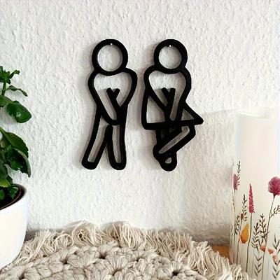 2 Stück Badezimmertürschild Modernes Herren Damen WC Schild Hängedekoration Gäste-WC Verschönerung