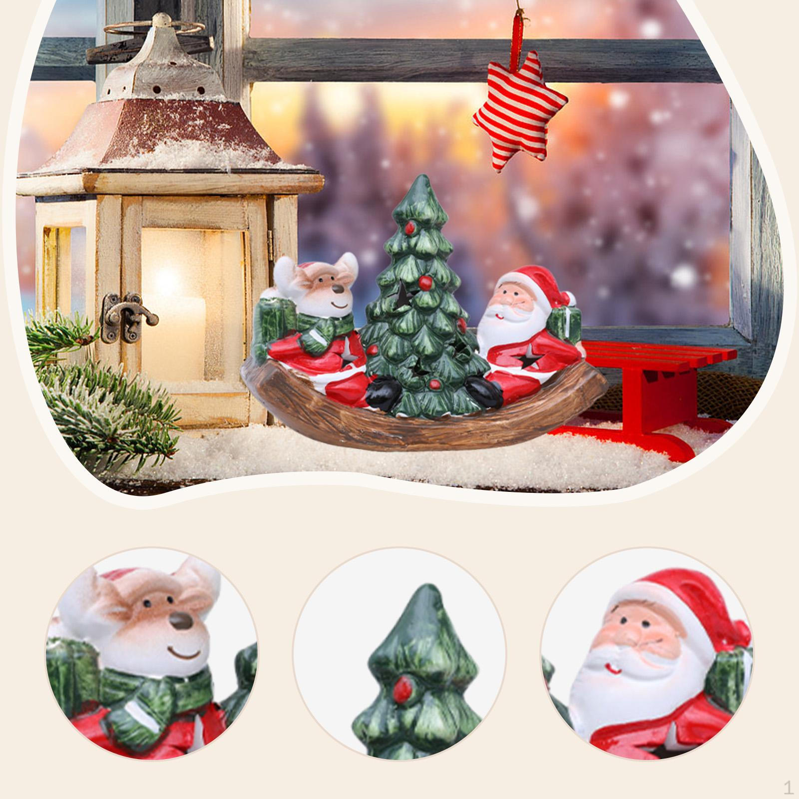 

Фигурка Деда Мороза Настольное украшение Рождественское украшение Коллекционная керамическая Рождественская статуэтка Декор для Elk