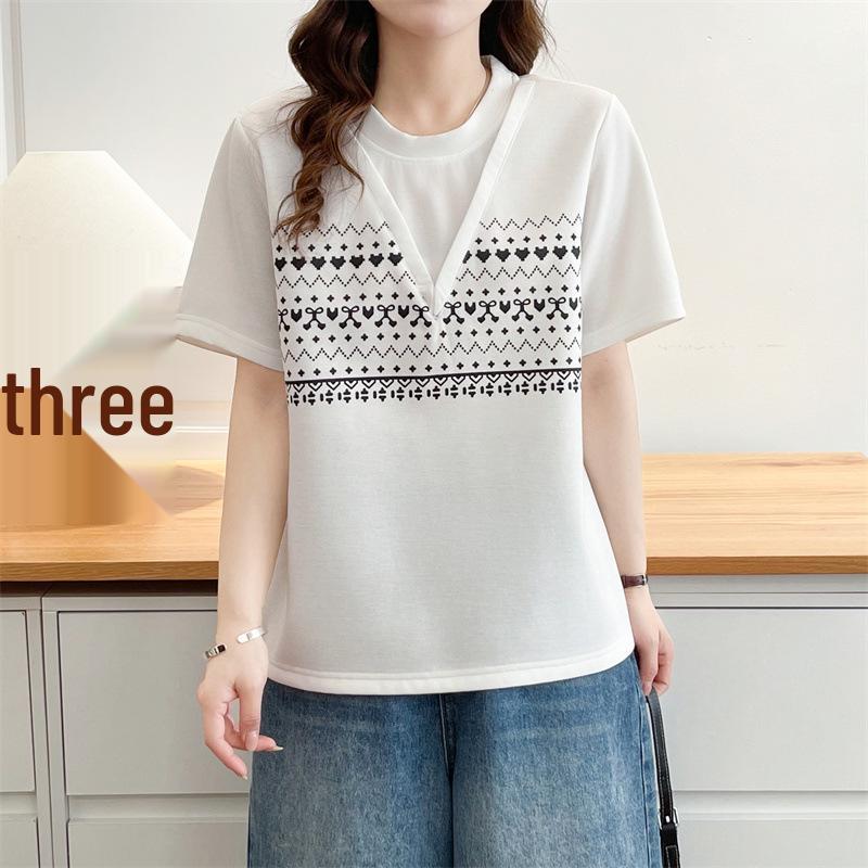 

Women s Plus Size Short Sleeve Printed T-Shirt & Pullover Set - Summer 2026 Mamba Style 2XL білий