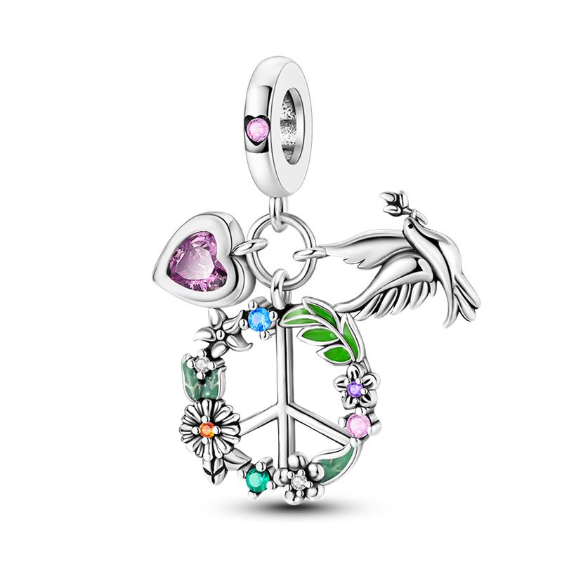 Copper Peace Dove Olive Branch Angel Love And Peace Best Wishes Charms Beads Fit Pan Original Bracelets Diy Fine Jewelry