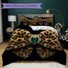 Leopard Print Bow Pattern Bedding uilt Set uilt Cover Pillowcase Home Decoration Birthday Gift (1 * duvet cover + 2 * pillowcase  without core)16