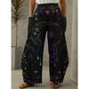 Women's Fashion Wide-legged Pants Elegant 3d Sun, Moon And Star Printed Pants Women's Street Vintage Pants With Pockets