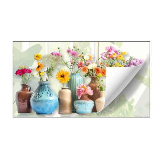 

Flower Vase Window Cling Removable Waterproof PVC Floral Plants Container Static Glass Sticker Home Living Room Bedroom Decoration Decal B