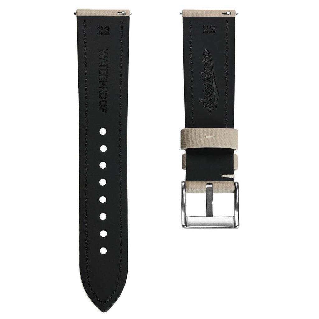 WatchGecko Atlus Zeildoek Horlogeband 22mm [WatchGecko] Band, Crème,