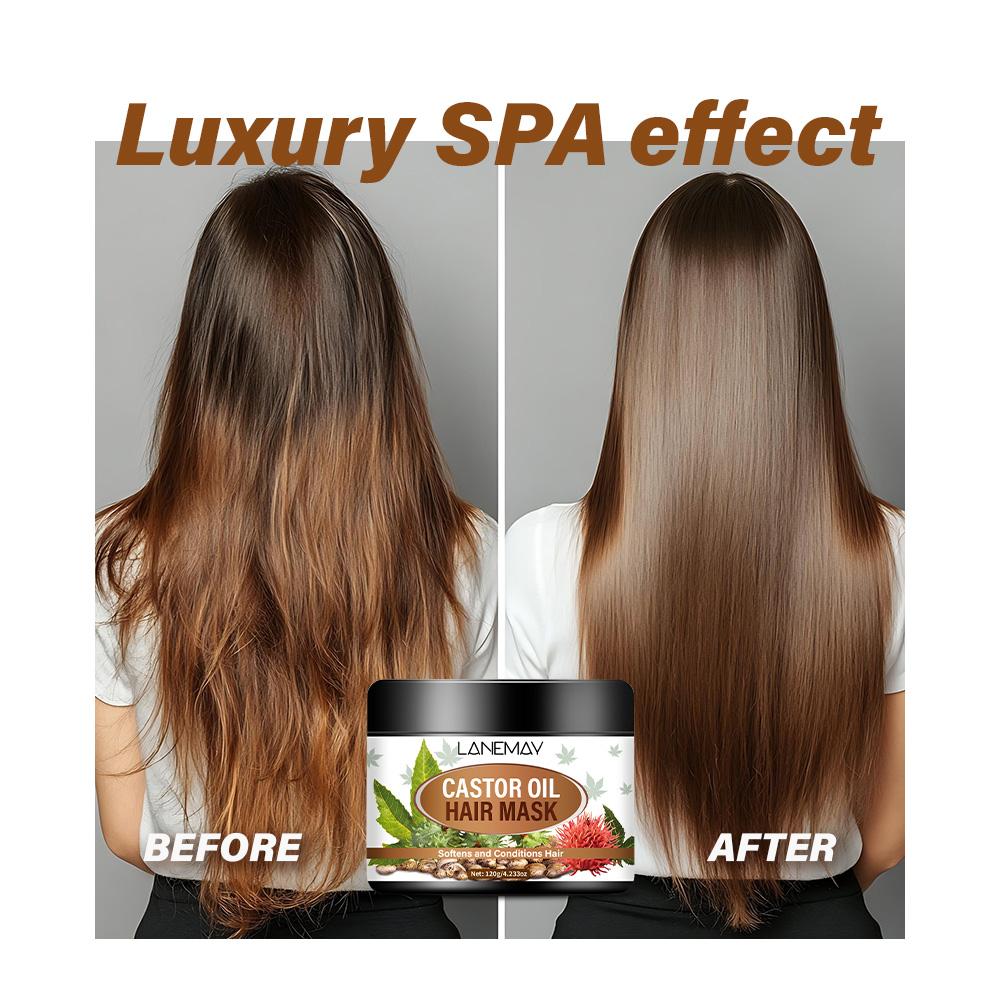 Castor Oil Hair Mask-Repair Damaged Hair-Improve Frizzy-Smooth & Easy To Comb-Suitable For All Hair Types, 120g