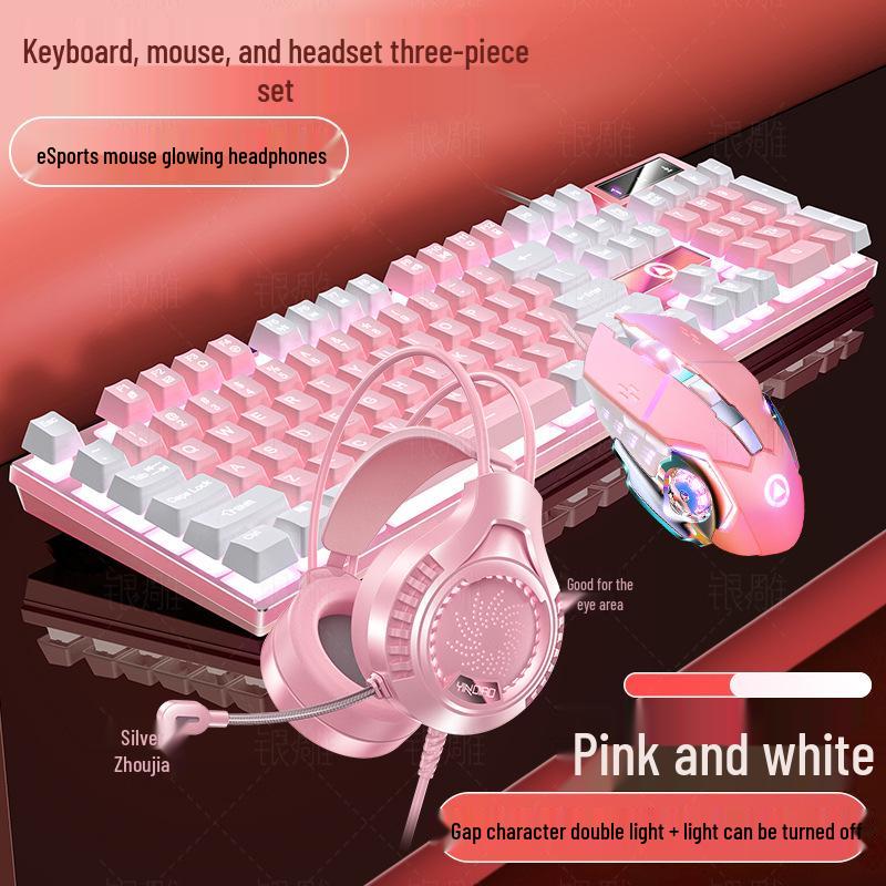 Silberne Skulptur K500 USB-Kabeltastatur & Geräuscharmes Gaming-Maus-Set