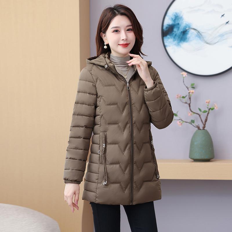 Leichte Daunen-Baumwolljacke Damen Mittellang Winter Schlank Schlankmachend Dick Warm Große Größe Baumwolljacke