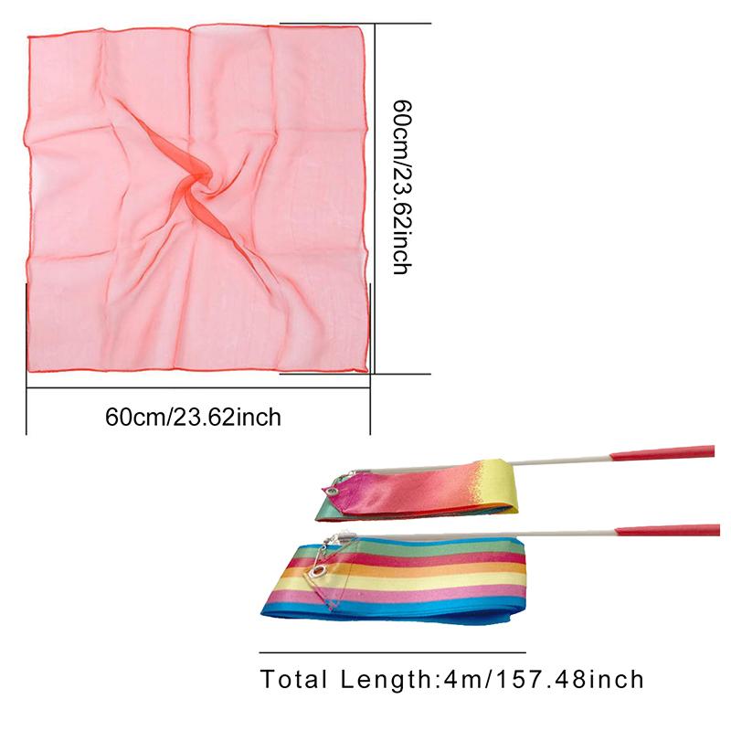 Performance Gadget Kit Dancing Shawl Prop Pure Color Square Nylon Scarf Colorful 4 Meter Ribbon School Festival Rewards Gift ZYF