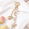DIY Rhinestone Pendant Zinc Zinc Alloy Bag Charm Trendy Pearl Bow Keychain  Bag Ornament