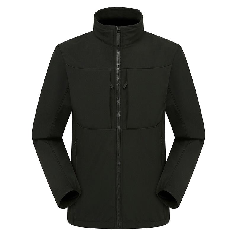 Unisex Waterproof Windproof Softshell Jacket with Stand-Up Collar for Outdoor Activities