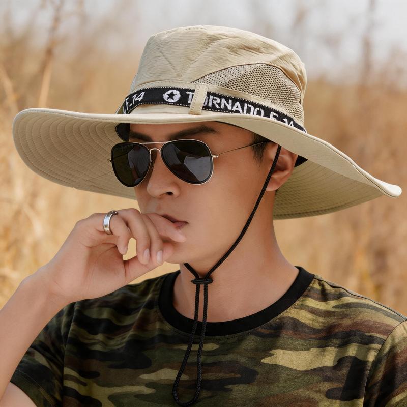 Outdoor shading and sun protection fisherman's hat men's summer large brim UV protection mountain hiking fishing hat