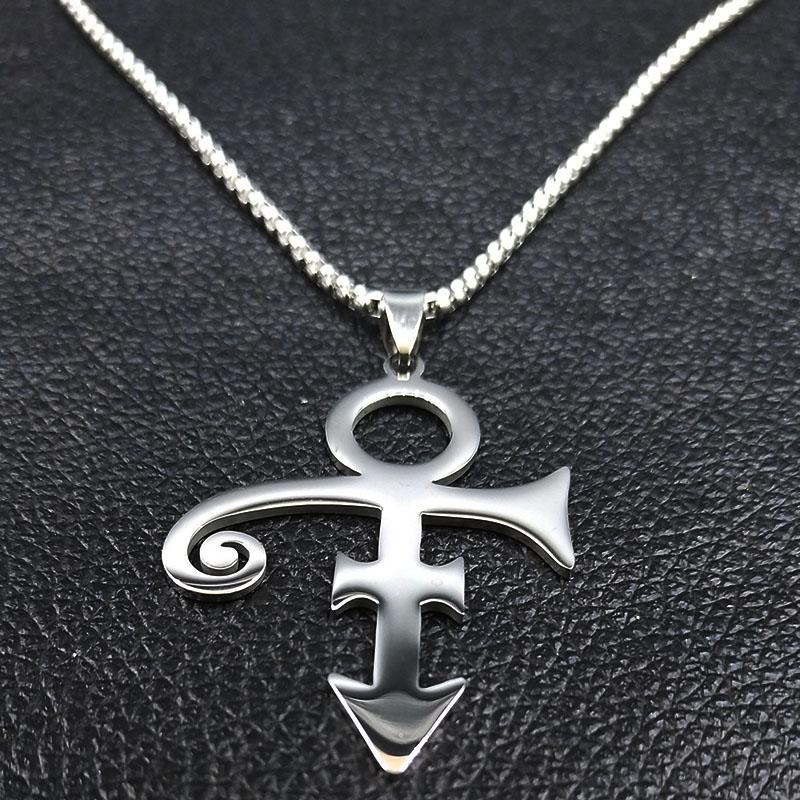 RIP Memorial Symbol Love Logo Steampunk Stainless Steel Necklace Women The Minimalism Artist Love Symbol Prince Necklace Jewelry