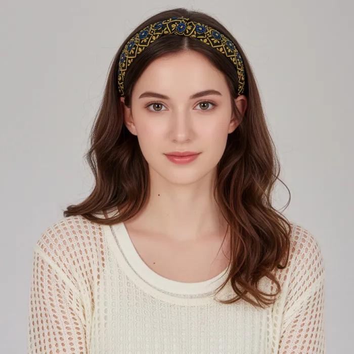 Maia Blue Jacquard Headband