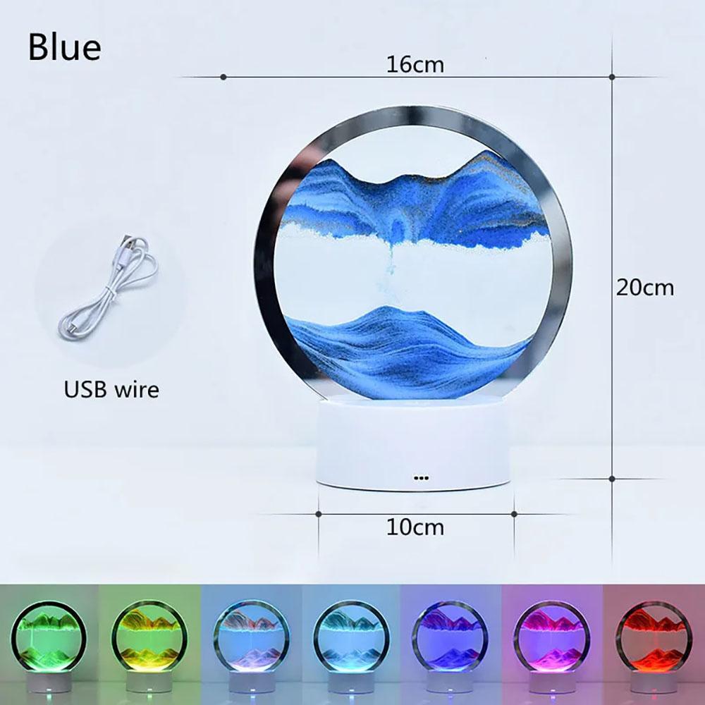 3D Treibsandlampe Atmosphärenlicht Ornament Kreatives Geschenk Sanduhr USB Nachtlampe Tischlampe Büro Firma Schlafzimmer Dekoration