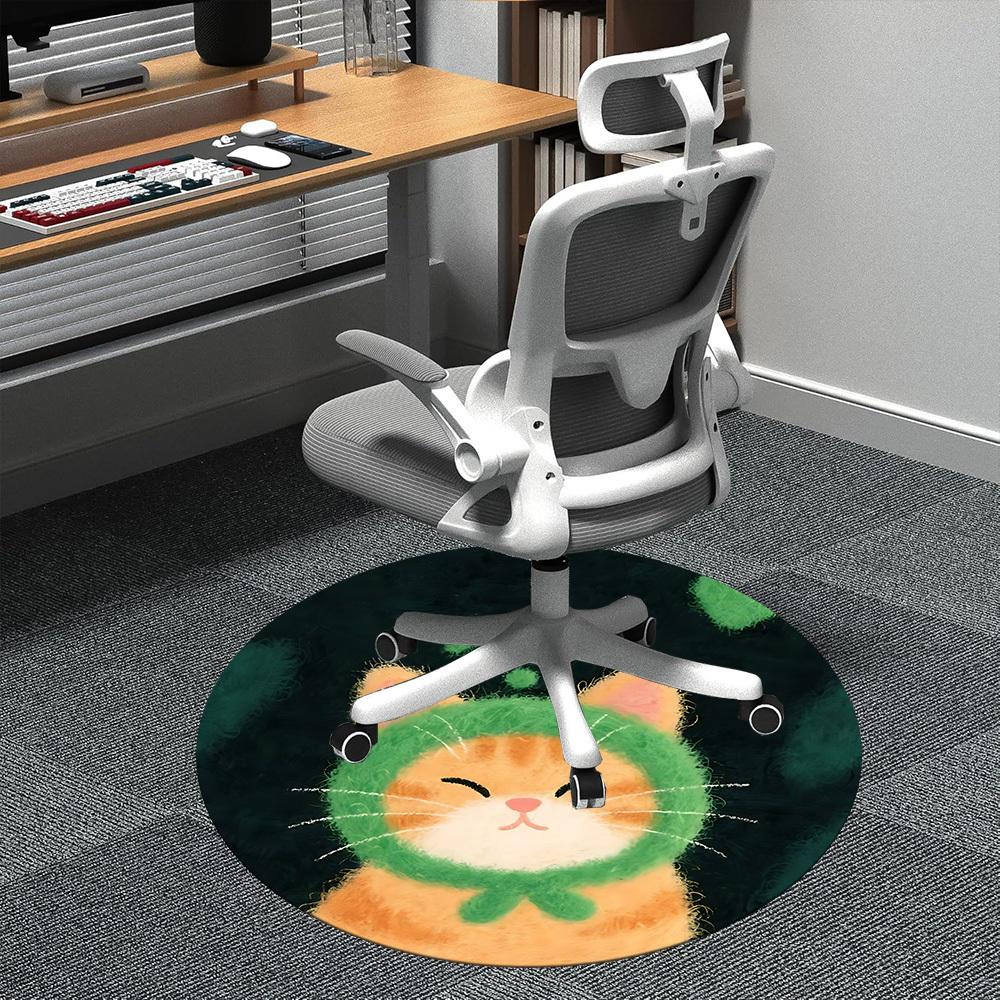 1PC Cat Wi-Fi Office Round Area Rug, Indoor Mat Suitable ForOffice, Under Office Chairs Bedroom Living Room Home Decor, Room Deco f167