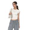 INS European and American Style Spring and Summer Women's Clothing New Product Sweet Girl Style Solid Color Personality Round Neck Slim Short Sleeve T