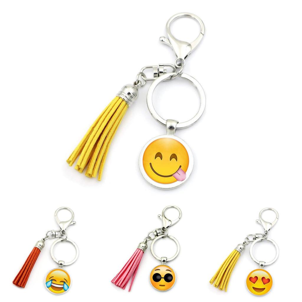 Adorable Funny Expression Time Gem Keychain Pendant Creative Unique Tassel Charm