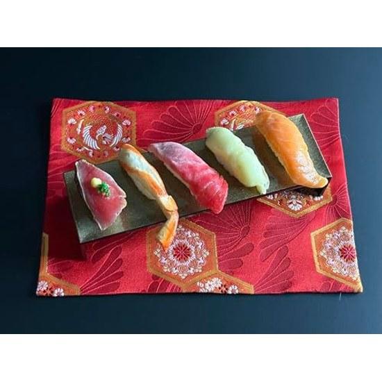 Kinran-ori Tea Mat Tokoshie Japanese Traditional Patterns Wagara Obi-style High-end Tableware (red)
