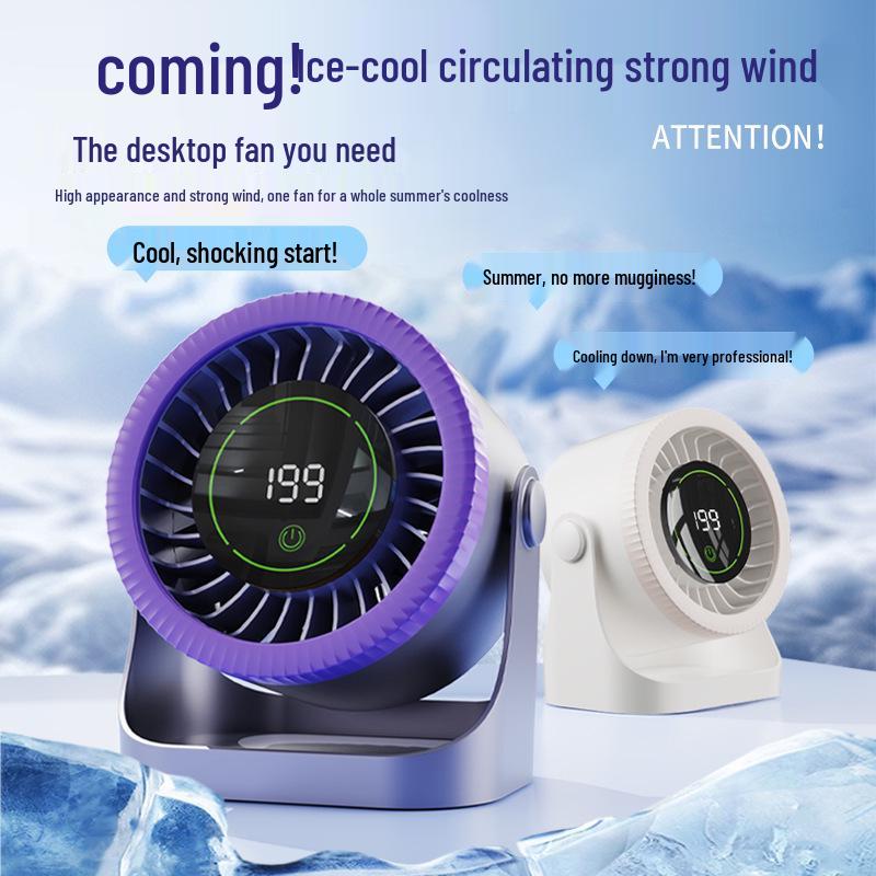 199-Speed Turbo Air Circulator Fan with Digital Display – Wall-Mount and Tabletop Rechargeable Design