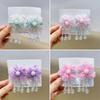 Hairpin Gradient Organza Flowers Bowknot Imitation Pearl Decor with Beaded Tassel Hair Clip