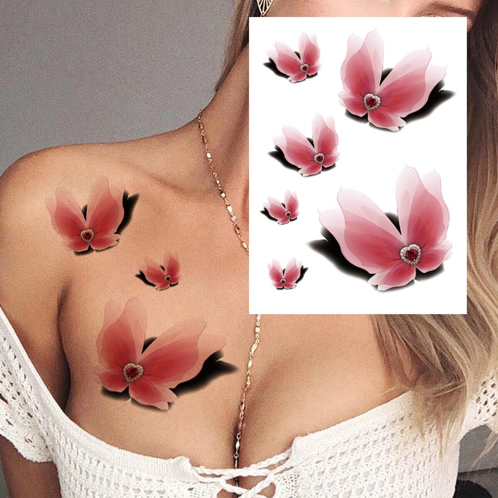 Sexy Tiger Flower Temporary Tattoo For Women Girl Skull Leopard Lion Tattoos Sticker Black Fake Tribal Animal Large Wasit Tattos
