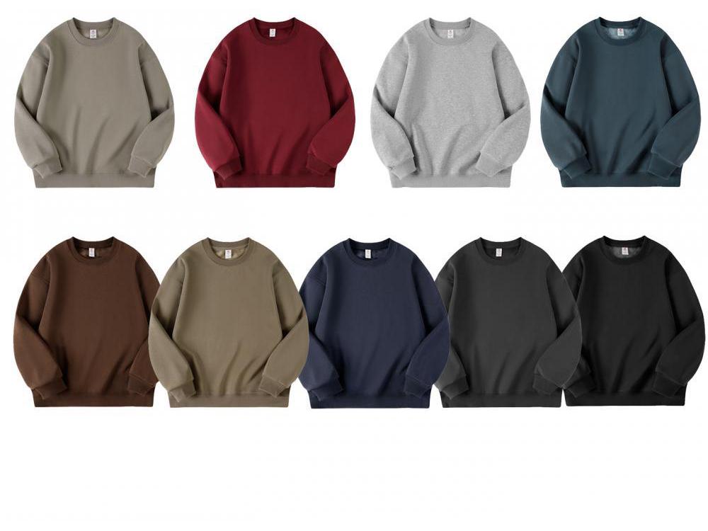 Men's Versatile Round Neck Plus Velvet Hoodie - Autumn/Winter Collection