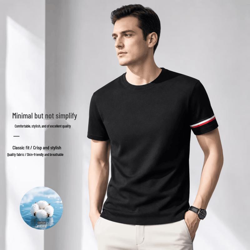 VEE KELLEN Men's Round Neck Short Sleeve Cotton T-Shirt