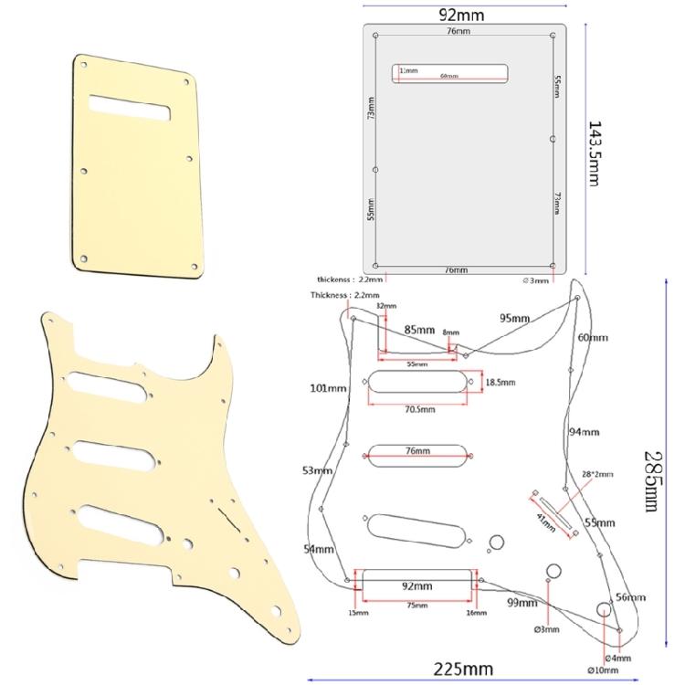 11 Holes Guitar Bass Pickguard 3Ply Scratchplate Guitar Scratch Plate 6 Strings