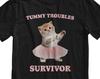 Funny Cat T-Shirt: Tummy Troubles Survivor Meme