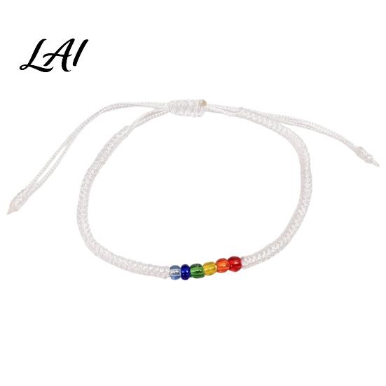 Simple Niche Style Bracelet Rainbow Beads for Men Women Handmade Cute Small Gift Friends Braided String Bracelet Adjustable Woven Rope Wristband
