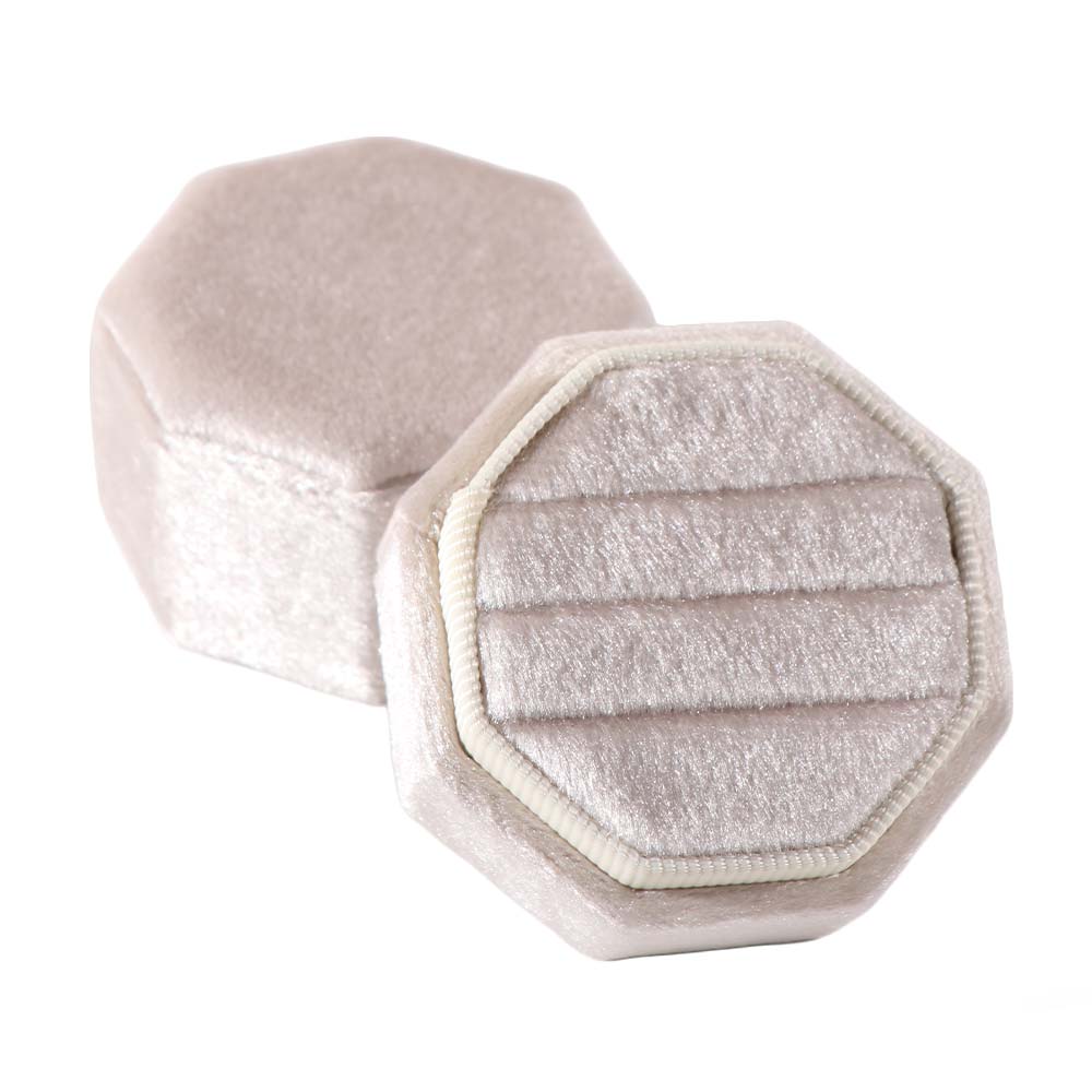 Octagonal Three Slot Rings Holder Dustproof Engagement Rings Storage Box for Couples