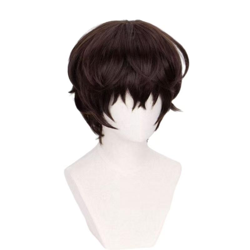 

Высококачественный парик для косплея Дазая Осаму, короткие коричневые термостойкие синтетические волосы, парики + шапочка для парика One Size