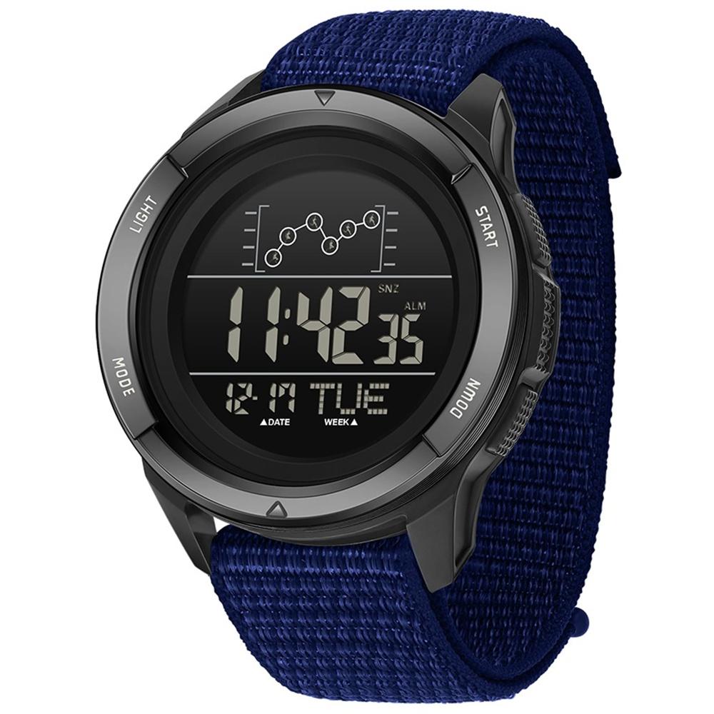 

Men s Digital Watch, Military Style, Dual Time Display, Countdown Stopwatch, Breathable Nylon Strap, Outdoor Sports Multifunctional, Water 5ATM