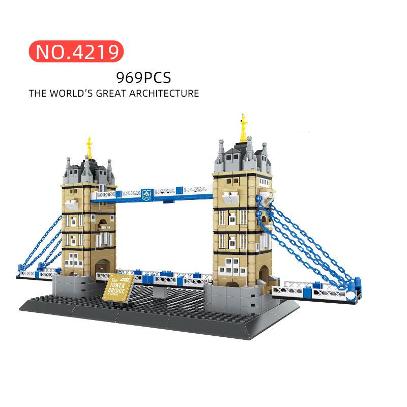 World Famous Architecture Micro Diamond Block Tower Bridge London England Small Construction Brick United Kingdom Nanobrick Plaything