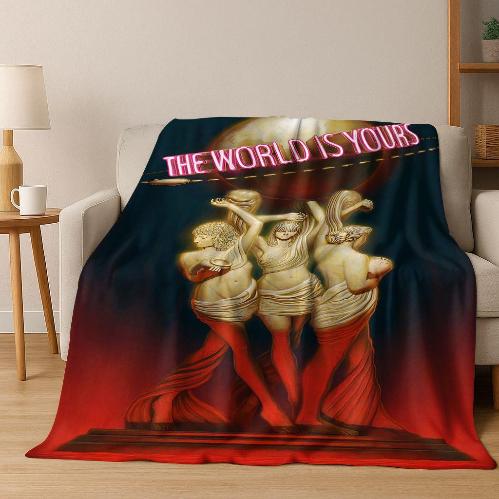 

Classic Scarface Tony Montana Movie Art Flannel Blanket,Cozy Soft Throw Blanket for Home Bedroom Bed Sofa Picnic Cover Gift 75x90cm