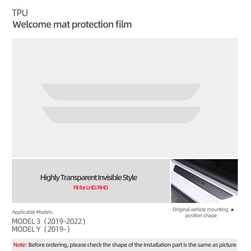 

For Tesla Model 3 Highland 2026- Model Y/3 2018-2026 Door Threshold Protector Sticker TPU Trim Car Interior Tuning Accessories