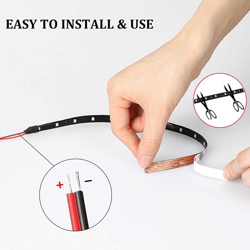 Led Strip Light Car Drl Lamp 12V Red Flexible Outdoor Waterproof 2835 Soft Night Lighting Decoration Bedroom Lights Strips Glow