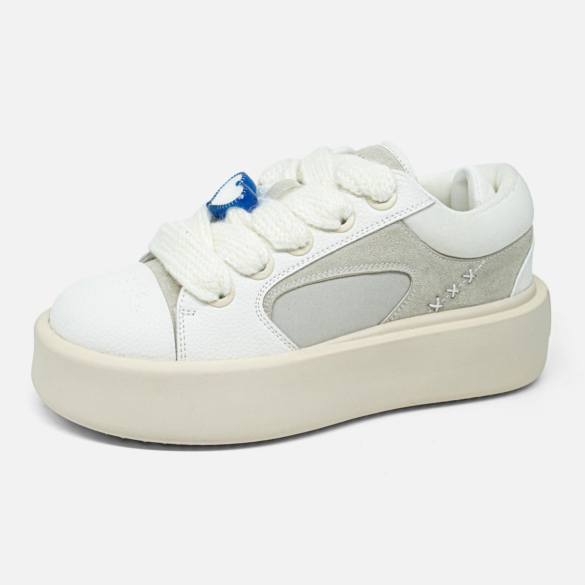 

2025 new niche platform shoes for men and women with the same versatile Guochao love couple platform heightening muffin shoes 44 бежевый