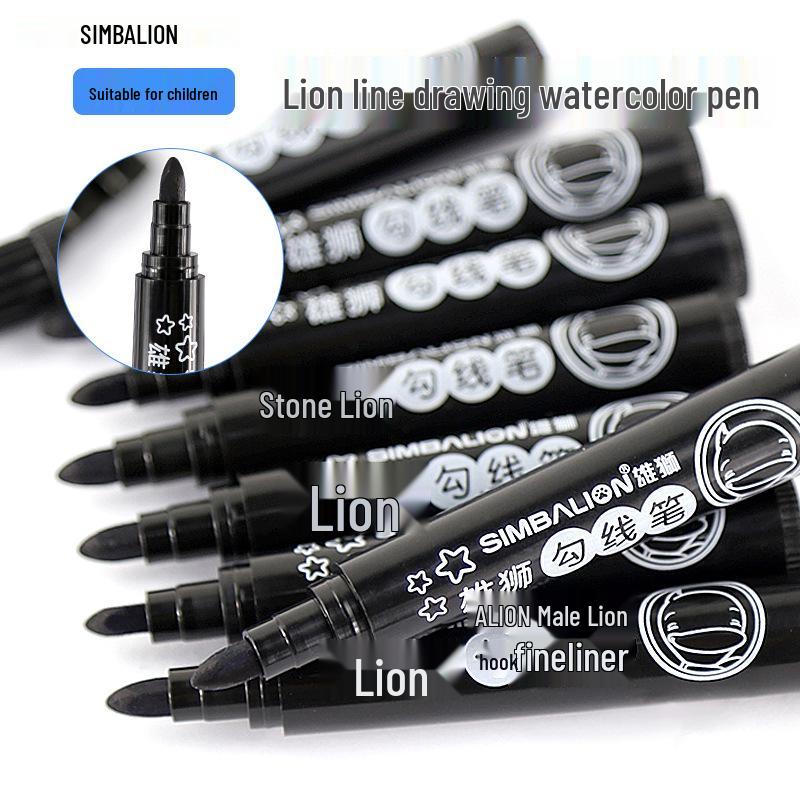 

Lion Outline Pen Set: 24 Black Watercolor Border Pens with Thick Tips for Kids’ Art & Drawing Fluorescent Yellow 24 Pieces