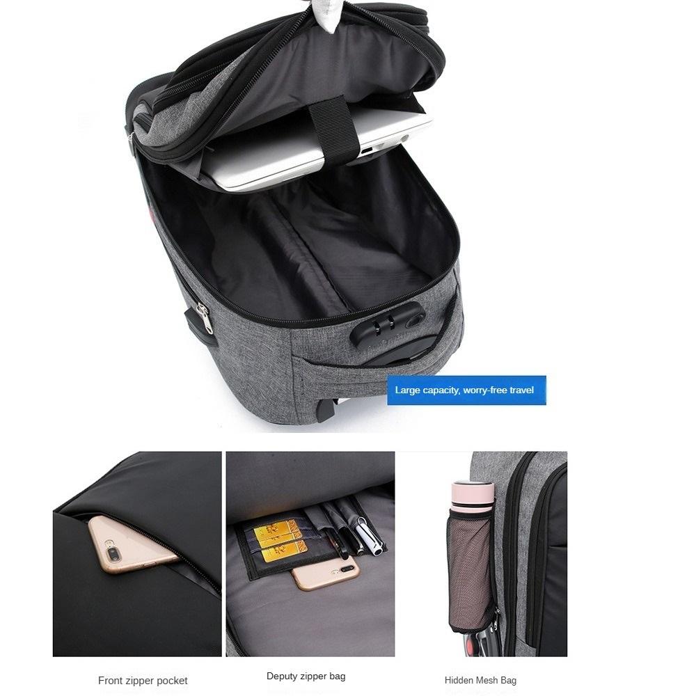 20 Inch Ladies Rolling Backpack Carry-on Laptop Bag Wheeled Schoolbag Trolley Luggage