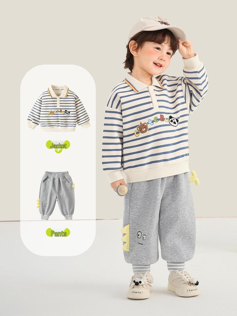 Kaka Panda Kids' Polo Neck Sweatshirt - Boys' and Girls' Spring & Autumn Top