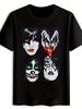 Retro Rock Band Graphic T-shirt - Black Short Sleeve Crew Neck