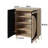 Moderne Schoenenkast met Ronde, Geometrische Deuren, Meerdere Opbergniveaus, Stevige Houten Poten.
