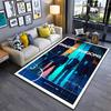 Rock Band Area Rug, Imagine Dragons Wichita Concert Poster Band Neon Blue Orange Geometric Print, Rock Decor, Non-Slip Mat