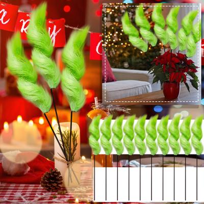 10 Stück Weihnachten Grün Stecklinge Zweig Grün Spray Plüsch Spiralförmiger Stiel