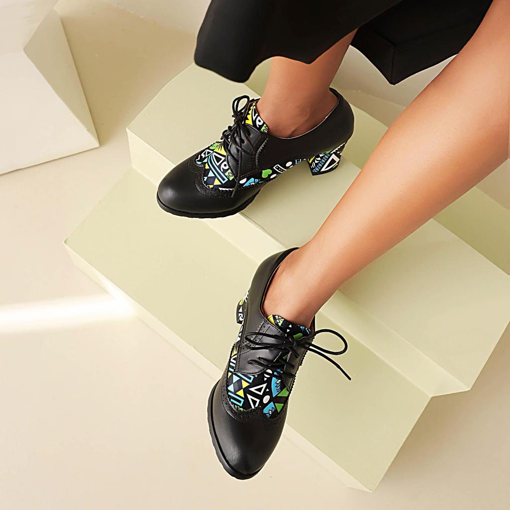 Q/Dámské samostatné boty na vysokém podpatku, módní blokování barev, tlusté podpatky, velké velikosti a nízké boty