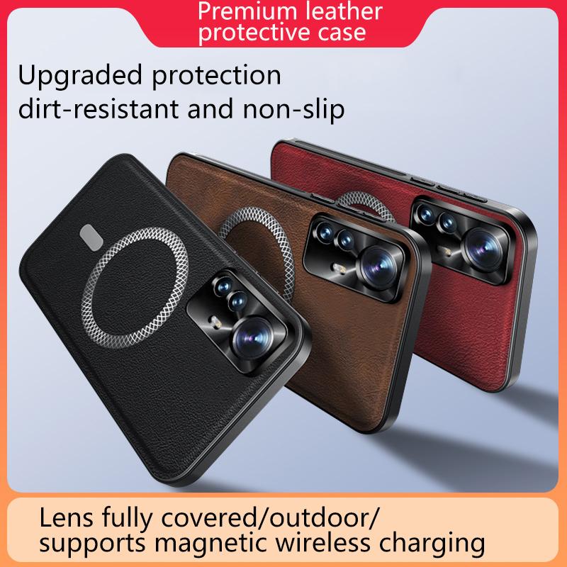 For Xiaomi Mi 12 Pro 12S Pro Case Magnetic Elegant Leather Wear-Resistant Lens Fully Covered Non-Slip Grip Edge Cover Shell